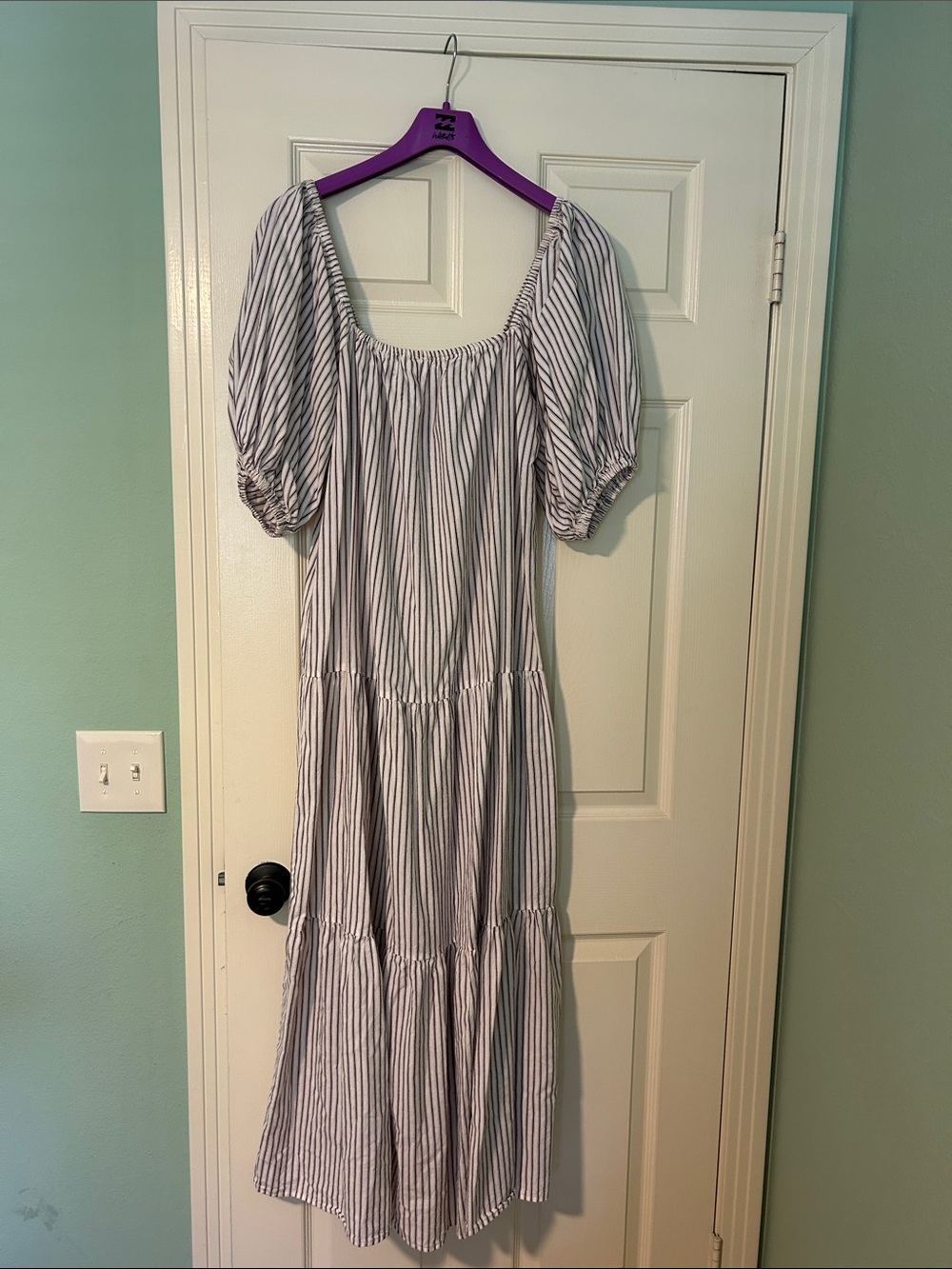 ASOS Natural Maxi dress with Navy & Red Stripes- size 10